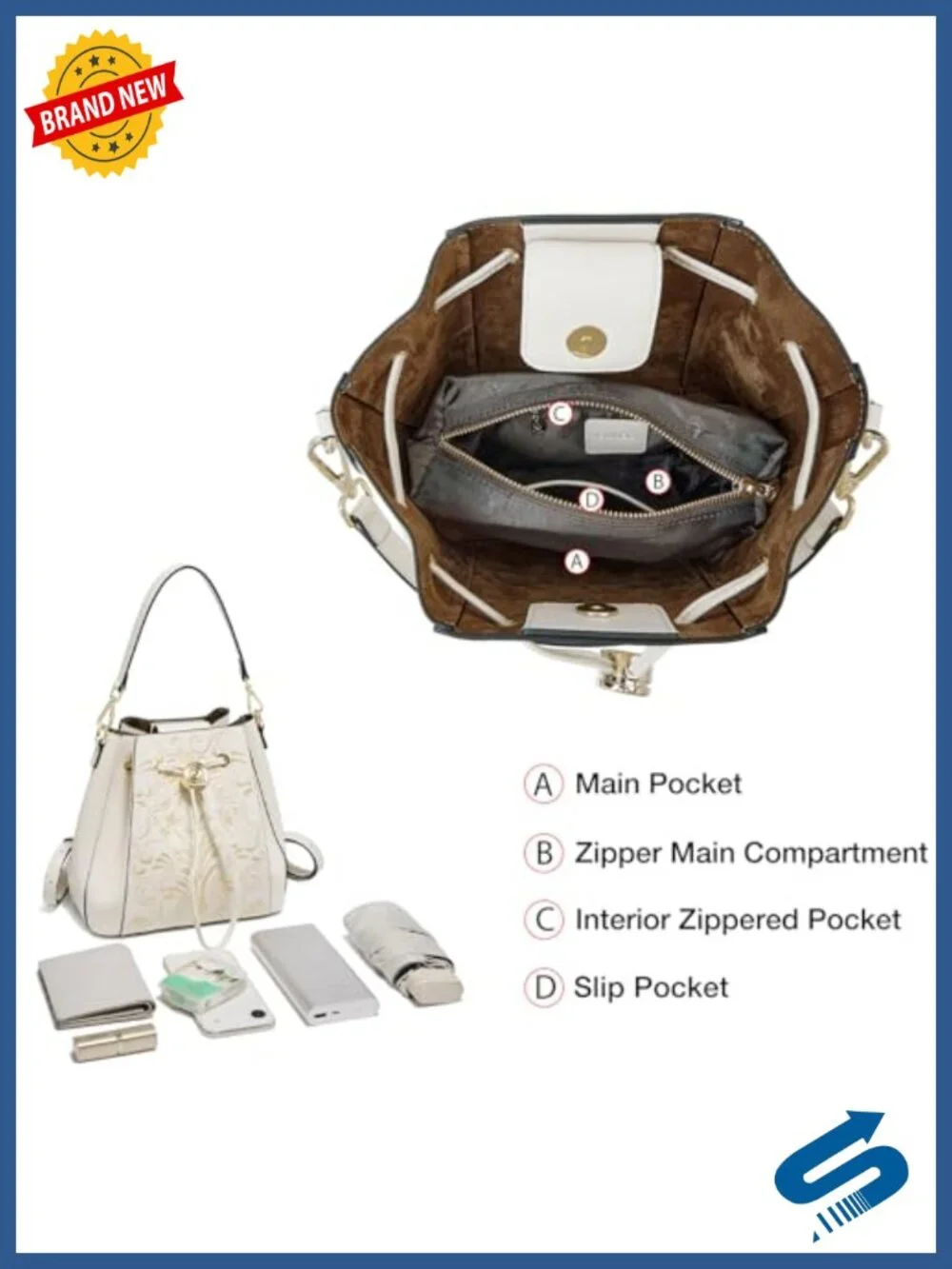 Women's Embroidery Leather Fashion Backpack Shoulder Handbag Vintage Purse